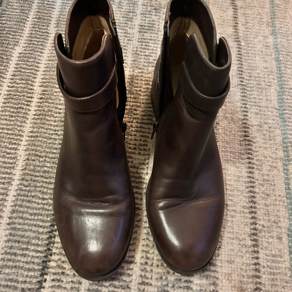 Ralph Lauren Dark Brown Ankle Boots with Gold Accents - Picture 3 of 6